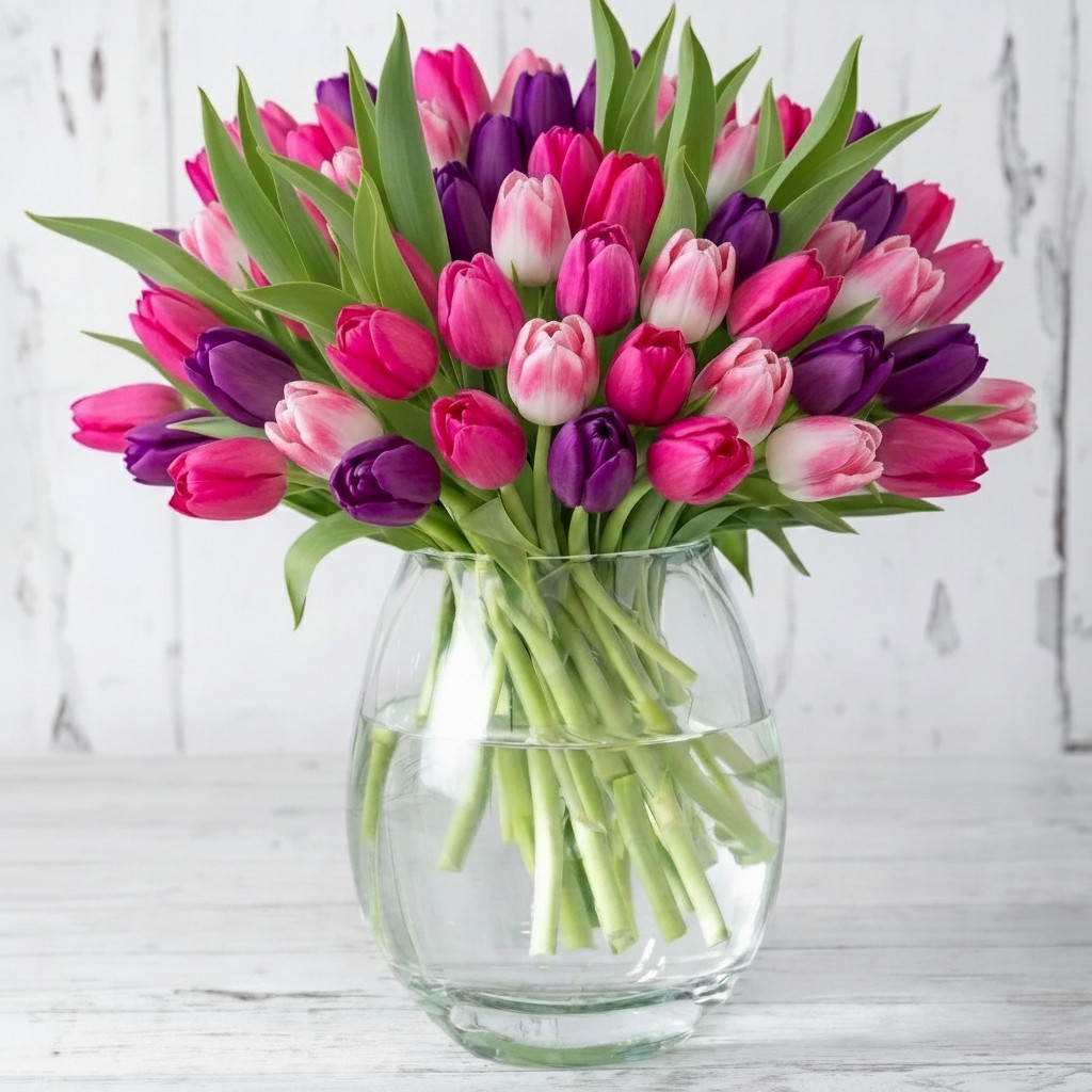 100 Springtime Tulips - Flower Bouquet - Next Day Flower Delivery UK - Blossoming Gifts