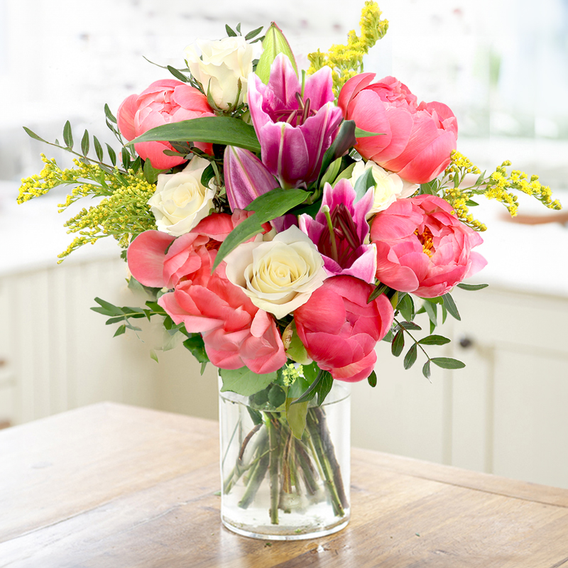 Peony Flower Bouquet - Pink Peony, Rose & Lily - Next Day Flower Delivery UK - Blossoming Gifts