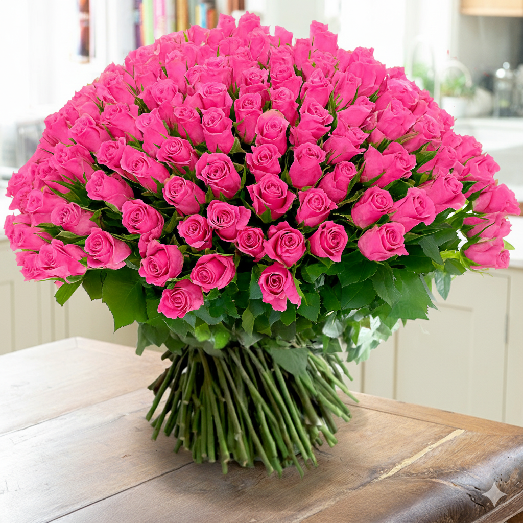 200 Pink Roses Delivered - Bouquet Roses - Next Day Flower Delivery UK - Blossoming Gifts