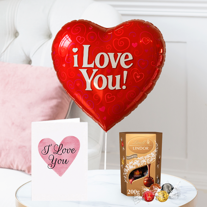 - I Love You Balloon, Lindor Truffles & I Love You Card - Next Day Flower & Gift Delivery UK - Blossoming Gifts