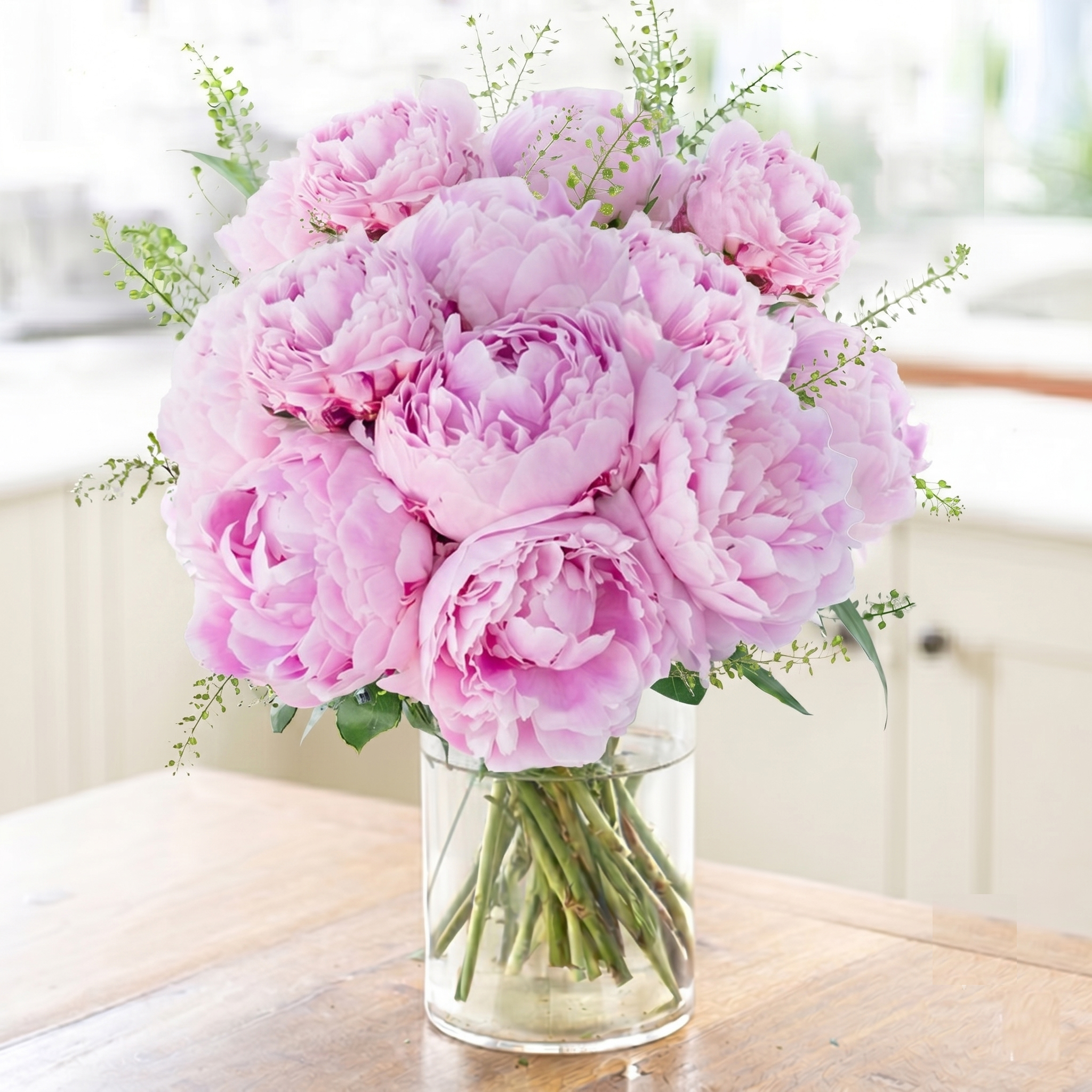 Pink Peonies & Vase | Send Sunshine to Their Door | Summer Flowers | Next Day Flower Delivery UK - Blossoming Gifts