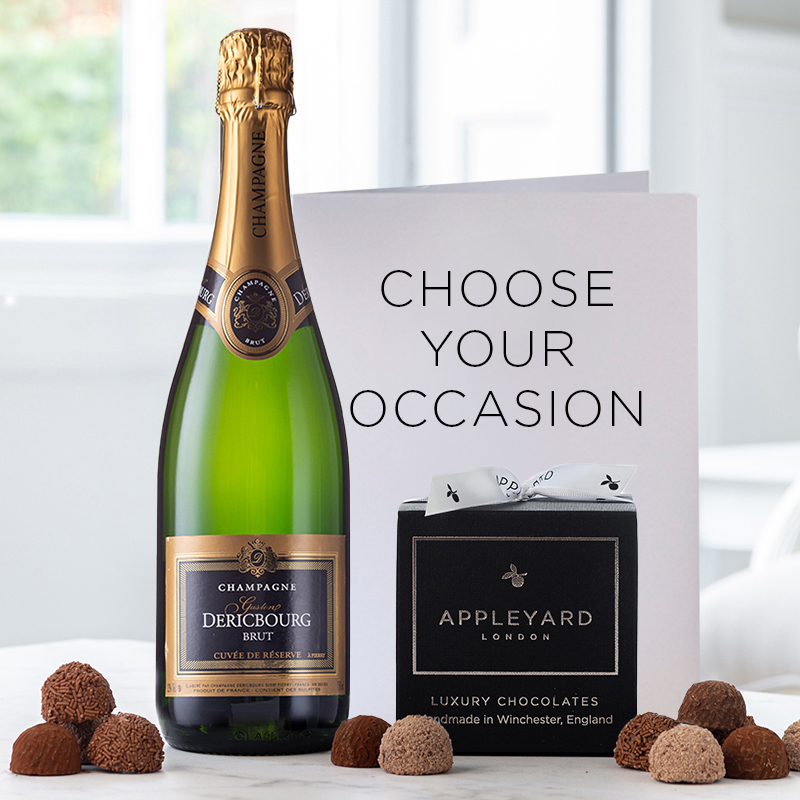 Champagne Dericbourg (75cl), 12 Handmade Chocolate Truffles & Occasion Card image