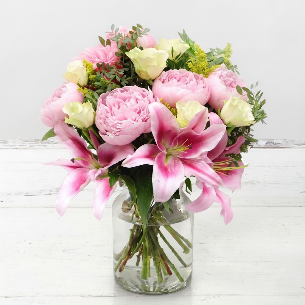 Pink Peonies, Roses & Lilies – Fresh Peonies Delivered - Next Day Flower Delivery UK - Blossoming Gifts