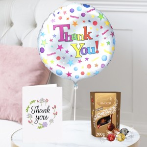 Thank You Balloon, Lindor Assorted Truffles (200g) & Thank You Card