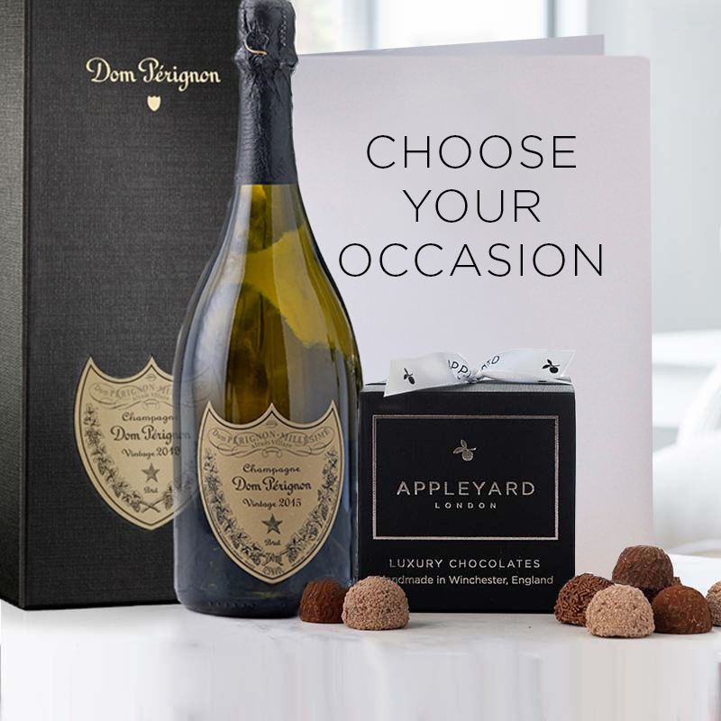 Alcohol - Dom Perignon, 12 Handmade Chocolate Truffles & Occasion Card - Next Day Gift Delivery UK - Blossoming Gifts