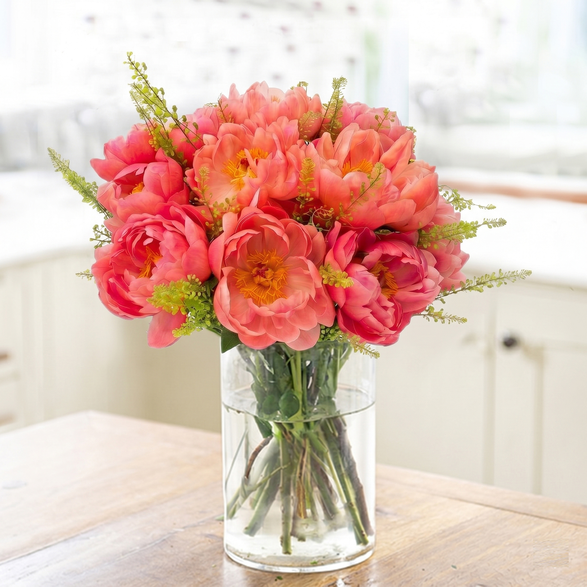 Pink Peonies & Vase | Send Sunshine to Their Door | Summer Flowers | Next Day Flower Delivery UK - Blossoming Gifts