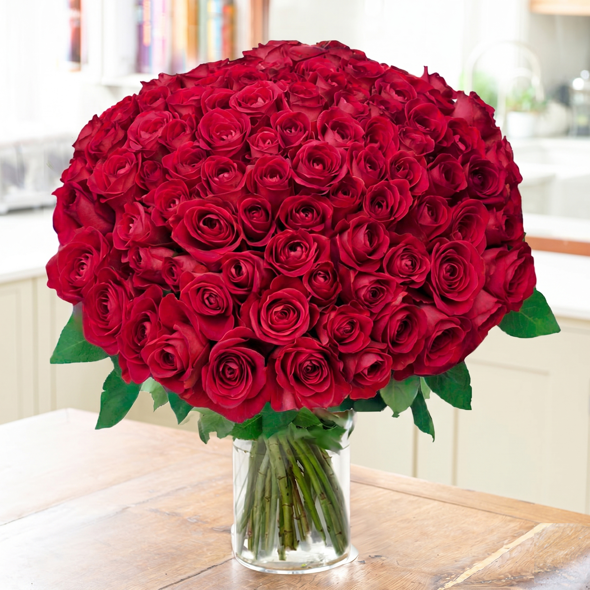 100 Red Roses | Romantic Red Rose Bouquet | Next Day Delivery | Flower Delivery UK - Blossoming Gifts