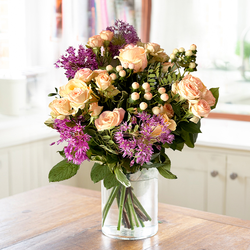 Birthday Flower Bouquet - June Birthday Bouquet - Orange & Peach Roses - Next Day Flower Delivery UK - Blossoming Gifts