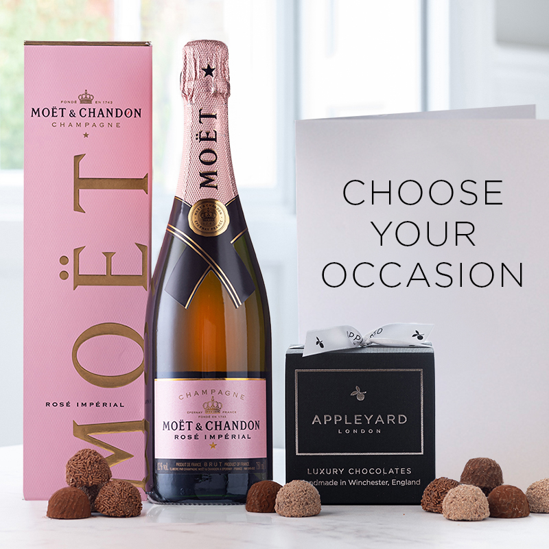 Moët & Chandon Rosé Champagne (75cl), 12 Handmade Chocolate Truffles & Occasion Card image