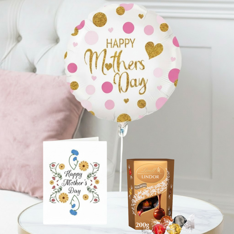 Mother's Day Balloon, Lindor Mixed Truffles (200g) & Mother's Day Card image