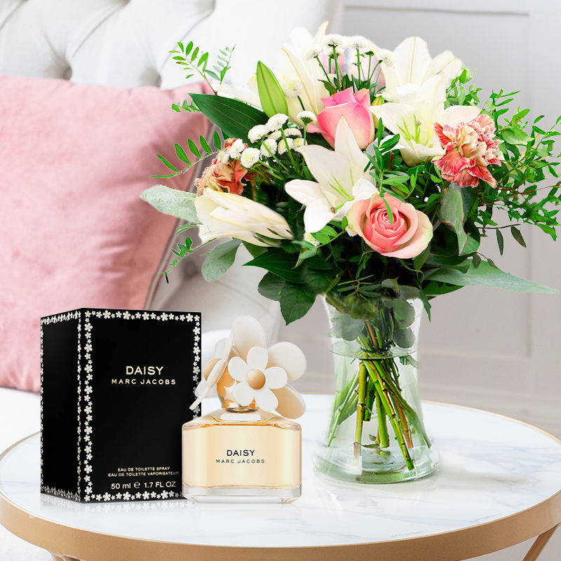Pink Rose & White Lily Bouquet | Birthday Flowers | Next Day Flower Delivery UK - Blossoming Gifts