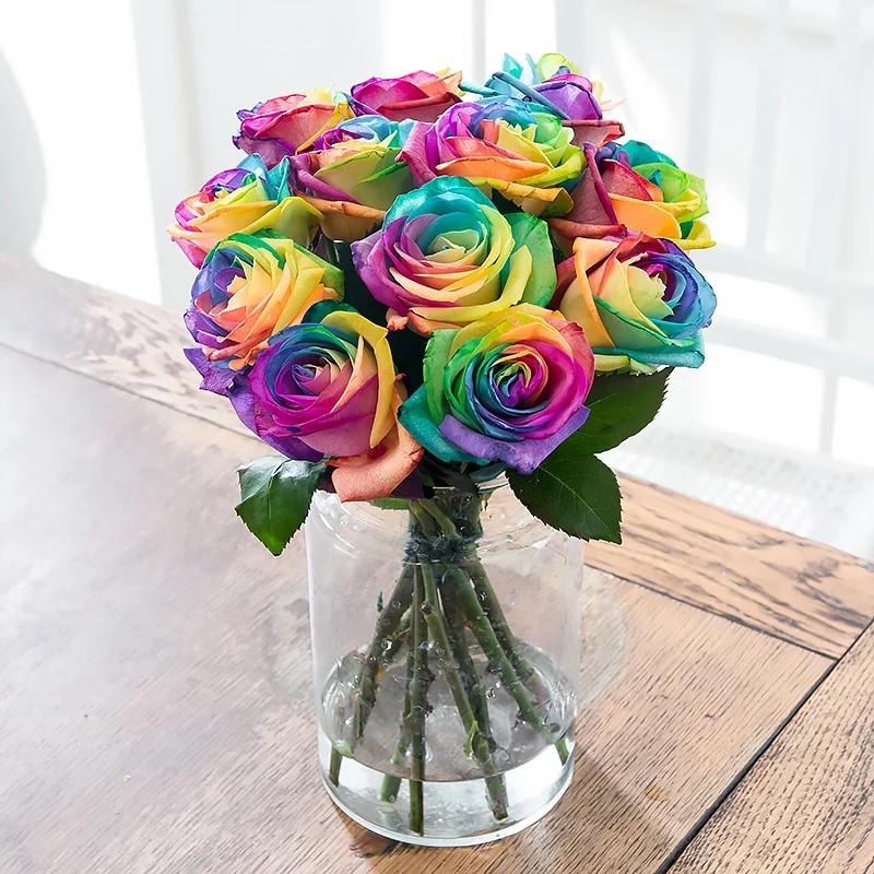 Rainbow Roses | Unique Multicoloured Roses | Bright Flower Bouquet | Rainbow Flowers | Pride Bouquet | Flower Delivery UK - Blossoming Gifts