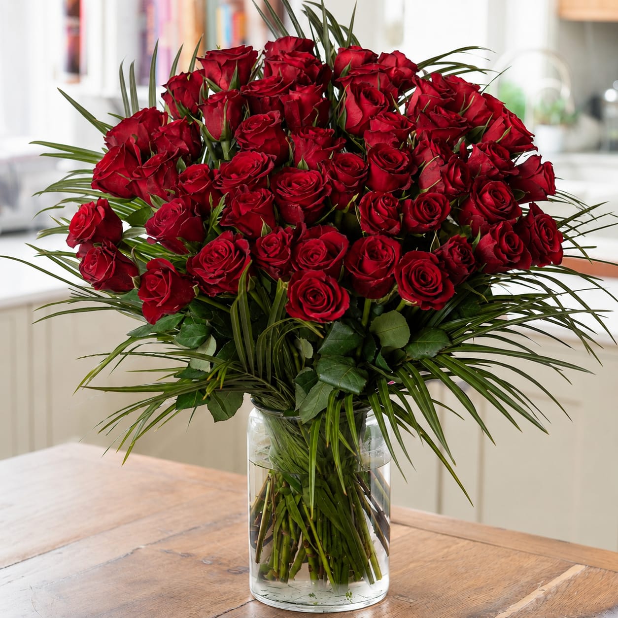 50 Luxury Red Roses | 50 Red Furiosa Roses | Romantic Flower Bouquet | Anniversary Flowers | Flower Delivery UK - Blossoming Gifts