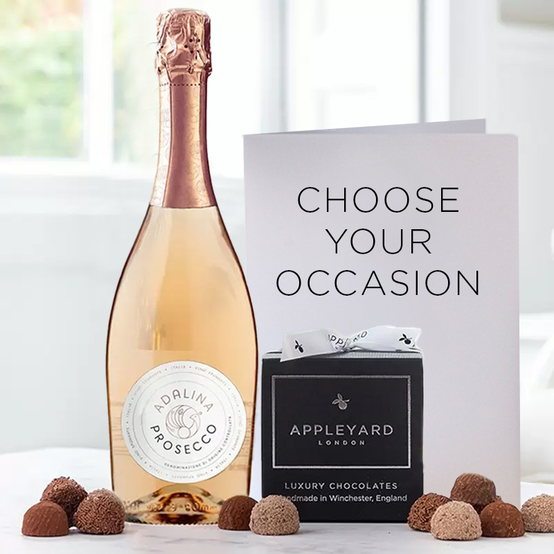 Rosé Prosecco (75cl), 12 Handmade Chocolate Truffles & Occasion Card image