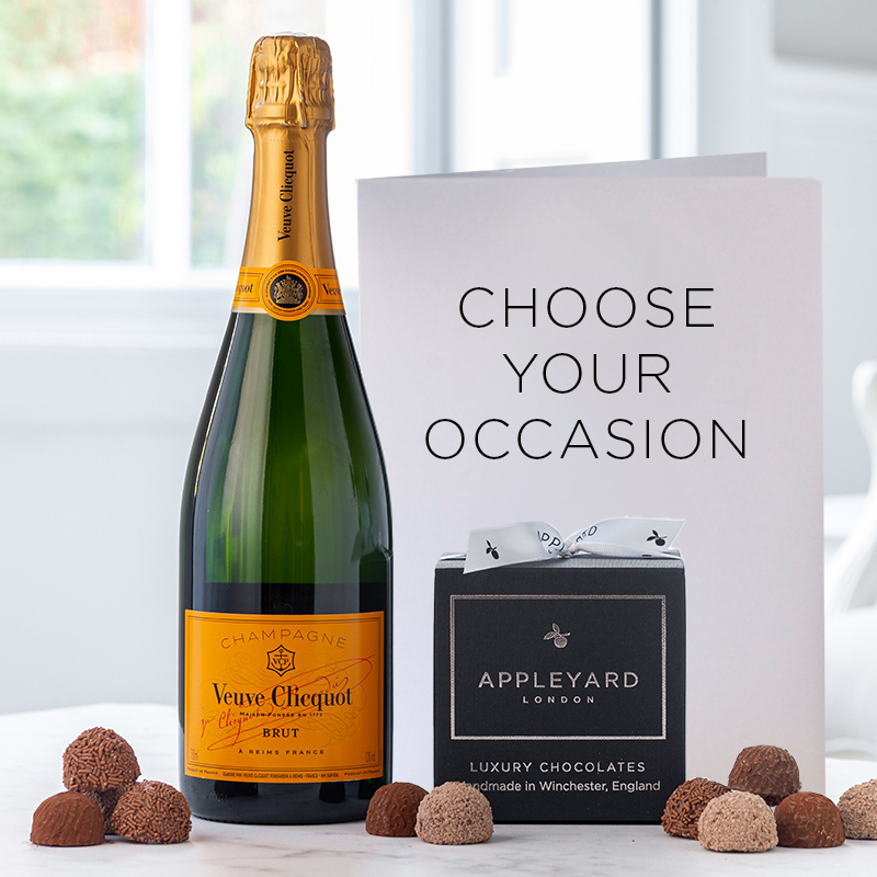 Veuve Clicquot Yellow Label Brut Champagne (75cl), 12 Handmade Chocolate Truffles & Occasion Card image